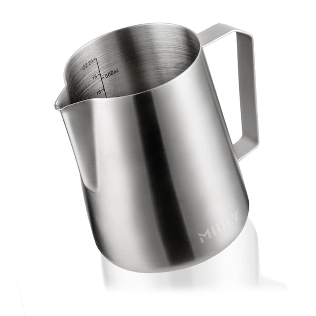 Milchkännchen, MaxMiuly Milchkanne Edelstahl 600ml/20oz Milk Pitcher Milchschaum Krug Art Aufschäumkännchen für den Milchaufschäumer, Cappuccino und Latte Art, Silber Silber 600 ml