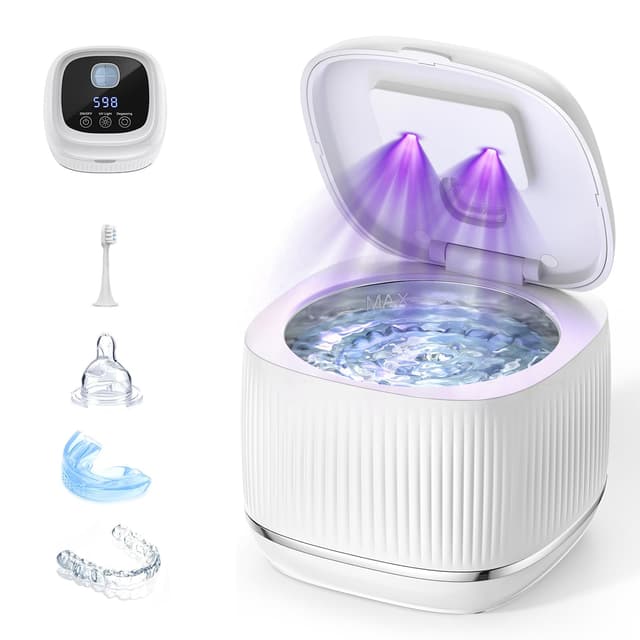 Ultraschallreinigungsgerät 45000 Hz UV-Ultraschallreinigungsgerät mit Entgasungsfunktion, 200 ML Fassungsvermögen, 4 Reinigungsmodi, Ultraschallreinigungsgerät mit Timer, Cleaner