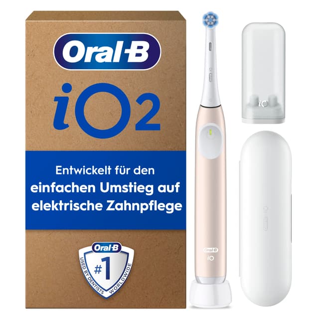 Oral-B iO Series 2 Elektrische Zahnbürste/Electric Toothbrush, 1 Aufsteckbürste, 3 Putzmodi für Zahnpflege, Magnet-Technologie, Reise-Etui, Reise-Aufsteckbürsten-Etui, Designed by Braun, Calm Pink