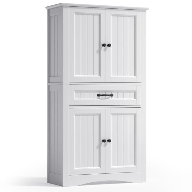 Xbro Badezimmerschrank, Badschrank mit 2 Türen und 1 Schubladen, Verstellbare Schrank für Bad, Küche, Wohnzimmer oder Arbeitszimmer, 73 x 130 x 31 cm, Weiß