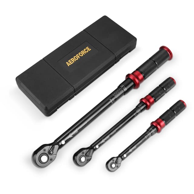 AEROFORCE Drehmomentschlüssel 1/4" & 3/8" & 1/2", 3 teilig Drehmomentschlüssel Set 5-25Nm, 10-60Nm, 20-220Nm, ±3% Fehlergenauigkeit mit 72 Zähne Wende Ratschenkopf für Fahrrad, Auto, Motorrad 5-25Nm&10-60Nm&20-220Nm 1/4&3/8&1/2"