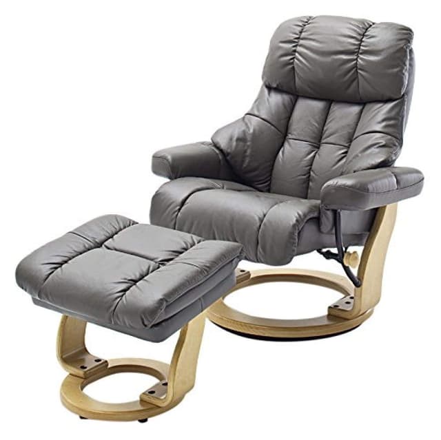 Robas Lund Relaxsessel Calgary XXL mit Hocker, bis 180 kg belastbar, Echtleder schlammfarben, Gestell Holz natur Calgary XXL Schlammfarben Natur