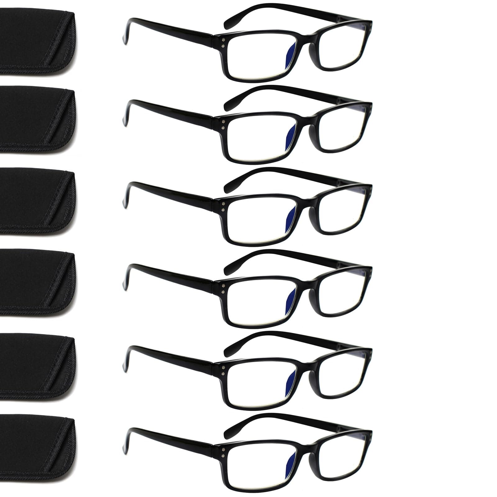 ZOECENT 6 Pack Lesebrille Herren Damen Blaulichtfilter Brille Federscharnier Computer Brillen Schwarz Lesebrillen (6 Schwarz, 2.00, x) 6 Schwarz 2.0 x