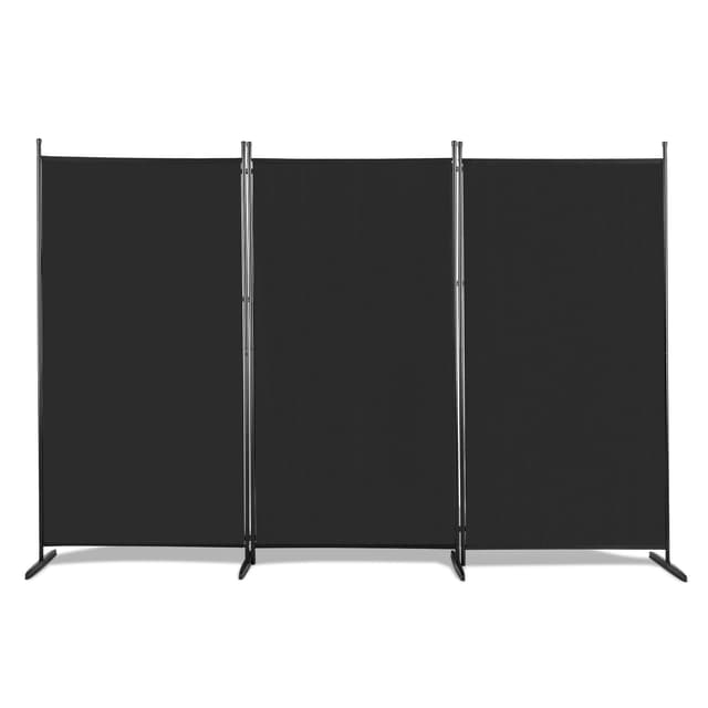 Raumteiler Klappbar Freistehend Trennwand Paravent Umkleide Sichtschutz Wand Raumtrenner 3-TLG. 260x180cm Polyestertuch (Schwarz)