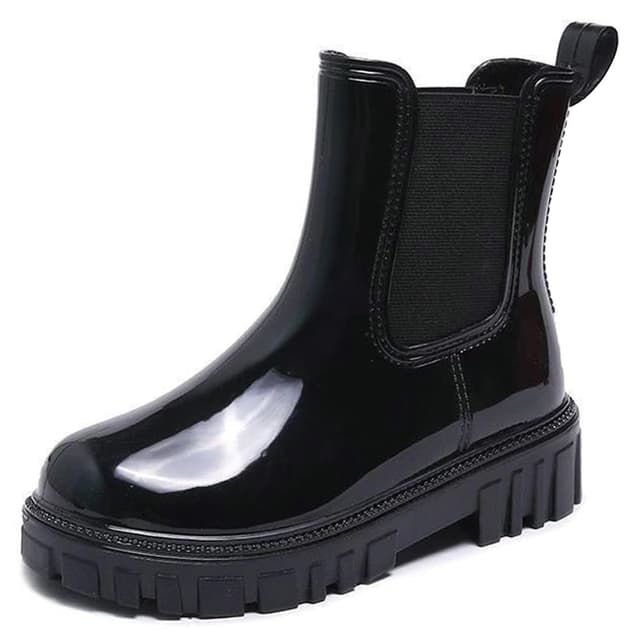 Harssidanzar Womens Ankle Rain Boots Waterproof Chelsea Boots,Anti-Rutsch-Regenstiefel und Gartenschuhe für Damen mit bequemen Einlegesohlen HL211EU Schwarz 39 EU