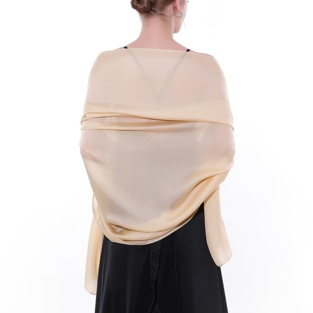 Stola Damen Festlich Schultertuch Abendkleid Frauen Schal Tücher Chiffon Stola Dünn Pashmina Sommer Beige