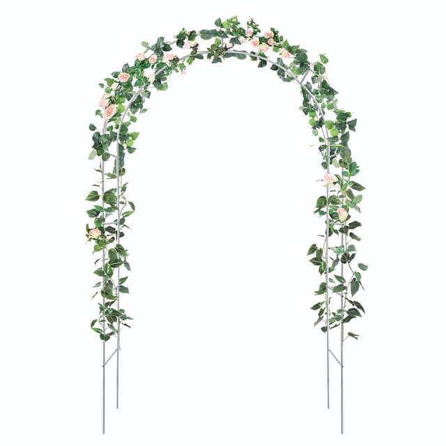 ATR ART TO REAL Rosenbogen Metall Stabil, Garten Bogen Kletterpflanzen Rosenbogen Halbbogen Für Kletterpflanzen, Rose, Pergola, freie Montage in 2-Größen,Weiß 1 Pcs Weiß