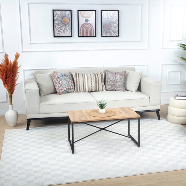 Livabliss Pula Teppich Wohnzimmer Boho, großer Teppich Schlafzimmer 160x213 cm - Teppiche für Esszimmer mit geometrischem Muster, Skandinavischer Wohnzimmerteppich modern in Creme Creme und Hellgrau 160 x 213 cm (Rechteckig)
