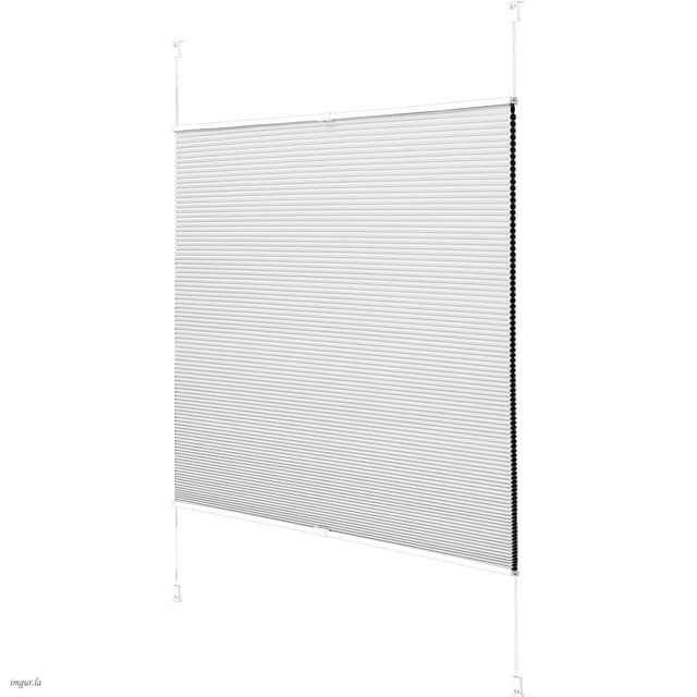 Joydeco Wabenplissee ohne Bohren Verdunklung Thermo Klemmfix Zweifarbig Grau B110 x H130 cm, Plisseerollo Sichtschutz Sonnenschutz & Schallschutz für Fenster & Tür Weiß B110 x H130 cm