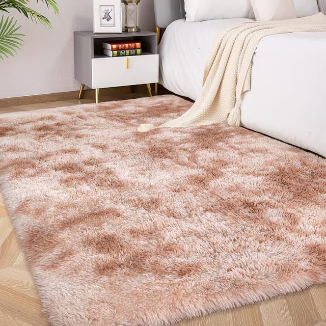 FVVRAX Bereich Teppiche für Schlafzimmer Wohnzimmer, Tie-Dyed Kamel flauschig Fuzzy Shag Shaggy Teppich weichen Plüsch Teppich, 140x200 cm Indoor-Boden Teppich für Kinder Home Decor Ästhetik 140 x 200 cm Tie Dyed Kamel