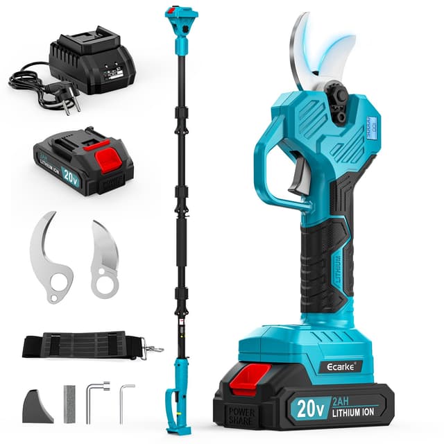 Ecarke Akku-Astschere mit Teleskopstange (2 m) kompatibel mit Makita 18V, inklusive 2× 2,0Ah Akkus, 38-50mm Schnittdurchmesser – kabelloses Gartengerät für präzises und effizientes Schneiden Mit Akku und Teleskopstange