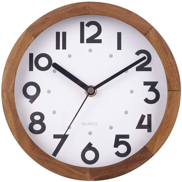 Wanduhr Klein, 20cm Vintage Stil Holz Wanduhr, Leise Ohne Tickgeräusche Batteriebetriebene Analog Wanduhr, Rustikal Dekorative Wanduhr für Küche Wohnzimmer Schlafzimmer, Büro, Café Naturholz Naturholz 20cm