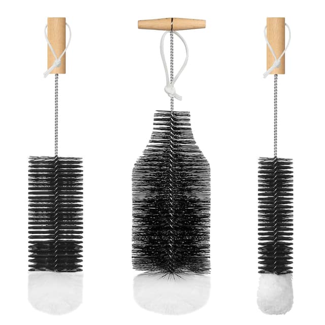 Mycket Flaschenbürste für Glasflaschen Flaschenreiniger, Reinigung Soda Reinigungsbürste, Flaschenreiniger Flaschen Bürste für 1L Sodaflaschen, Glaskaraffe, Trinkflaschen, Babyflaschen, 3 Stück 3 Pcs(noir)