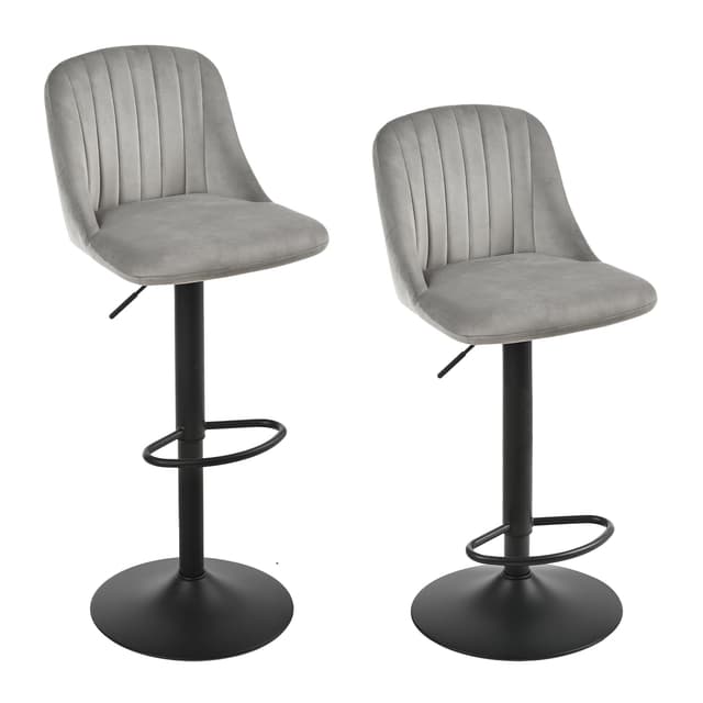Goeurvant 360°Drehbar Barhocker 2er Set Höhenverstellbar mit Lehne & Fußstütze,Barstühle Samt mit Metallgestell für Bar,Küche,Theke,Esszimmer,Wohnzimmer & Essbereich,Hellgrau 2er Set Hellgrau-samt