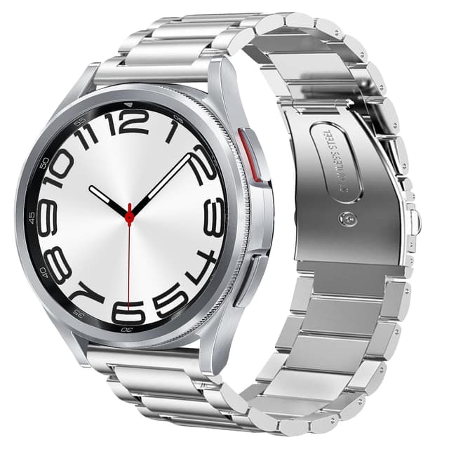 SUNDAREE Kompatibel mit Armband Samsung Galaxy Watch 6 4 Classic 47MM 46MM 43MM 42MM/7 5 4 44MM 40MM/FE/5 Pro 45MM/Active 2,20MM Silber Herren Damen Edelstahl Metall Ersatz Uhrband Strap Uhrenarmband Watch4 Silber Galaxy Watch4/5/6