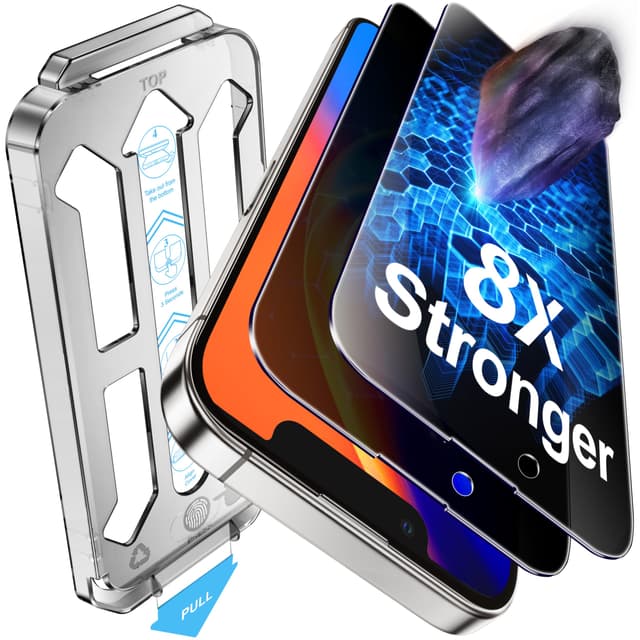 Tentoki Sichtschutz für Panzerglas iPhone 13/13 Pro / 14 / 16e, 25°Anti-Spionage Schutzfolie kompatibel mit Face ID, 8X stärker Panzerfolie, [Auto Dust Elimination mit Ultra Fit Tray] 2 Stück iPhone 13 / 13 Pro / 14 / 16e Sichtschutz