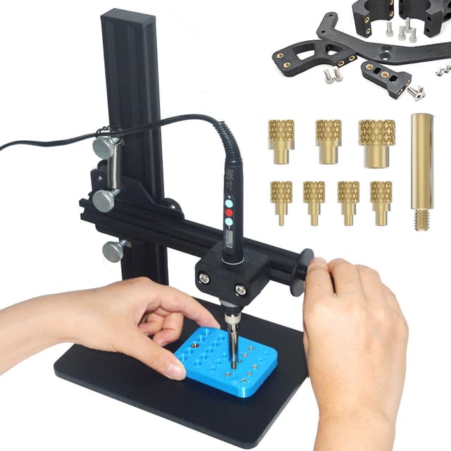 3DZWMAN Vertikale Hitze-Pressmaschine,Heat Set Insert Tool,Messing Einsätze 3D Druck,Heat Set Insert Spitze für Gewinde Rändelmutter M2/M3/M4/M5/M6 (1/4)/M8 (ZW-12)