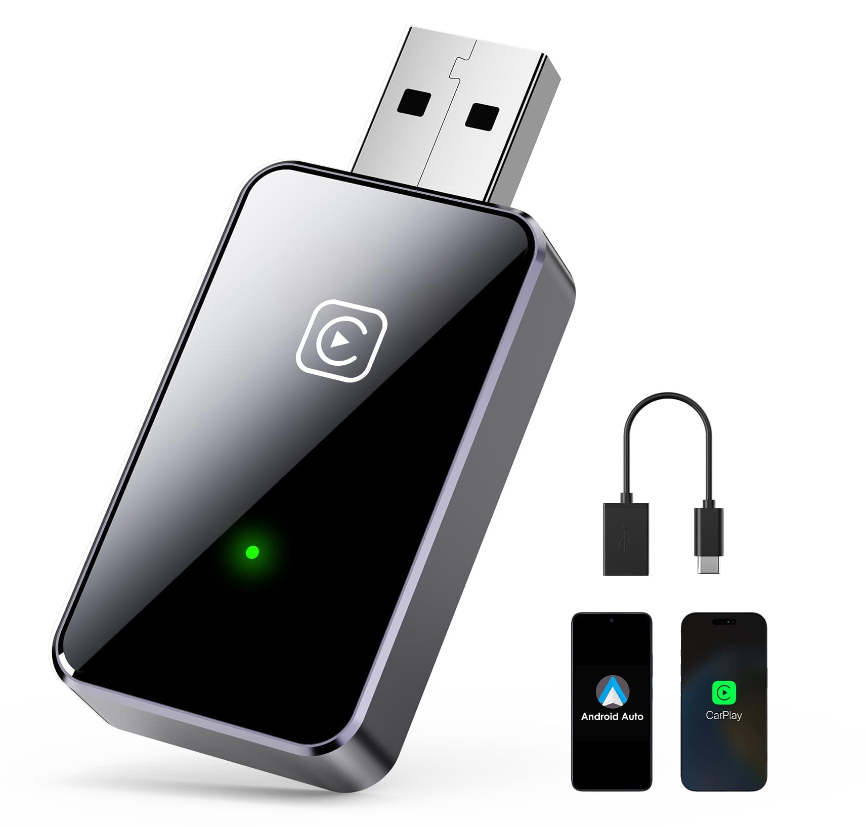 CarPlay Wireless Adapter für iPhone, 2025 Mini Car Play Kabellos Dongle Konvertiert Kabelgebunden zu Kabellos, Plug and Play CarPlay Adapter Kompatibel mit iPhone iOS 10+ und Autos mit CarPlay f¨¹r IOS&Android