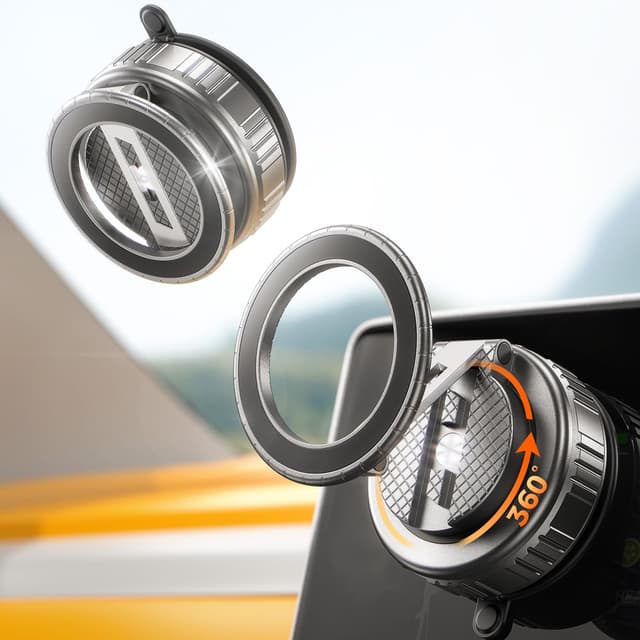 MRGLAS 2026 Upgraded 360° Drehen Vakuum Magnetischer Handyhalterung Auto für Magsafe Saugnapf Autohalterung, [109+LBS Saugleistung & 2800gf Stärkster Magnet] Für Auto/Fitnessstudio/Spiegel/Küche Schwarz