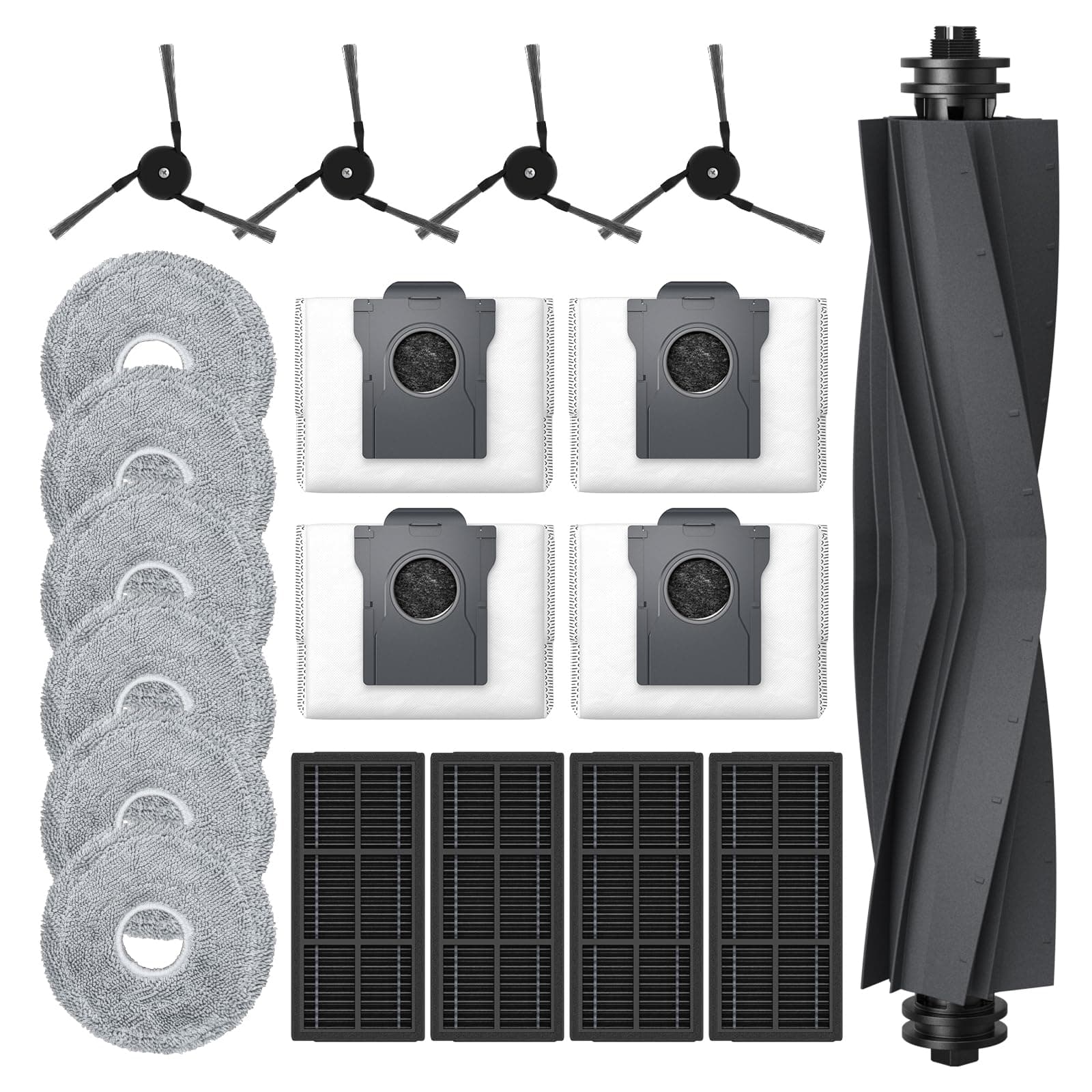 19 Stück X40 Ultra Zubehörset für Dreame X40 Ultra Complete/ X40 Ultra / L40 Ultra Roboter Staubsauger, 1*Hauptbürste 4*HEPA-Filter 4*Staubbeutel 6*Wischtücher 4*Seitenbürsten, Ersatzteile Zubehör