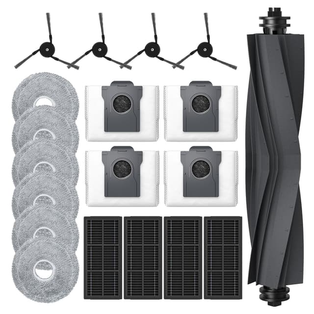 19 Stück X40 Ultra Zubehörset für Dreame X40 Ultra Complete/ X40 Ultra / L40 Ultra Roboter Staubsauger, 1*Hauptbürste 4*HEPA-Filter 4*Staubbeutel 6*Wischtücher 4*Seitenbürsten, Ersatzteile Zubehör