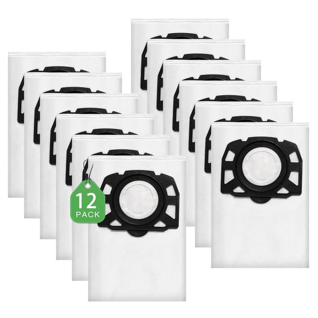 12 Stück KFI 487 Staubsaugerbeutel für Kärcher WD4,WD5,WD6,WD5P,WD6P, MV 4, MV 5, MV 6,für Kärcher 2.863-006.0,Vliesfilterbeutelbeutel Filtertüten für Nass & Trockensauger, Weiß