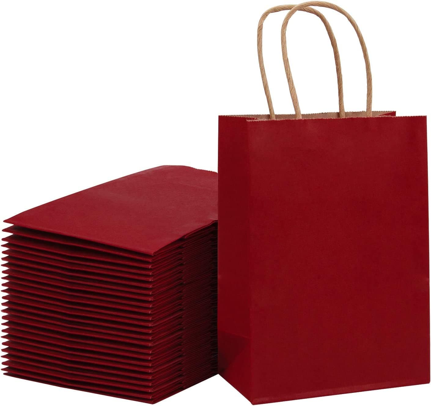 Loveinside 33 X 25,4 X 12,7 cm Papiertüten Kraftrote Geschenktüten Bulk Mit Griffen Für Geburtstag Hochzeitsgastgeschenke 25 Stück/Set Rot - 25,4 x 12,7 x 33 cm