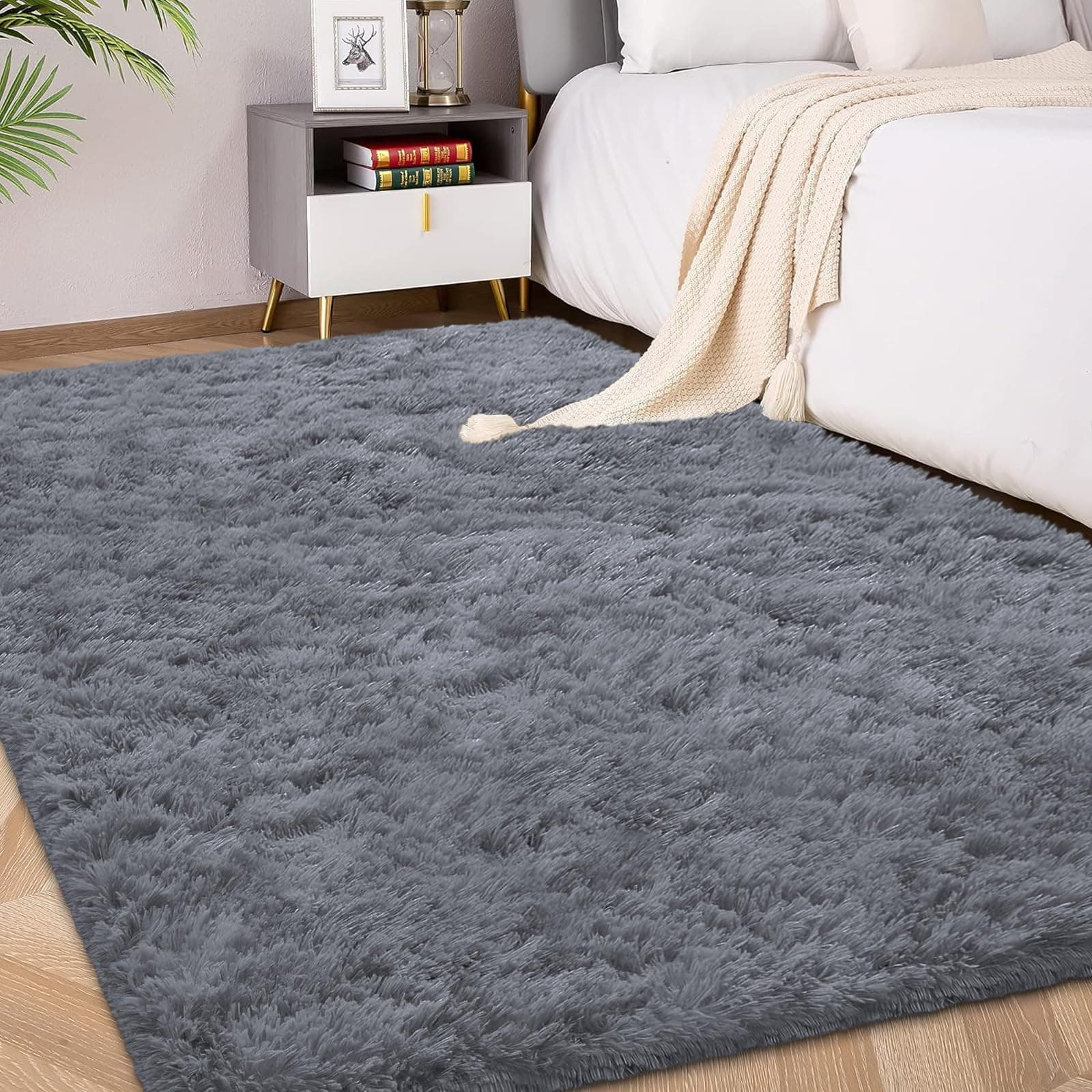 FVVRAX Flauschiger Hochflor Teppich 120x180 cm Grau | Extra weicher Shaggy Teppich rutschfest für Wohnzimmer Schlafzimmer | Kuscheliger Bodenteppich für Kinder Haustiere 120 x 180 cm Grau