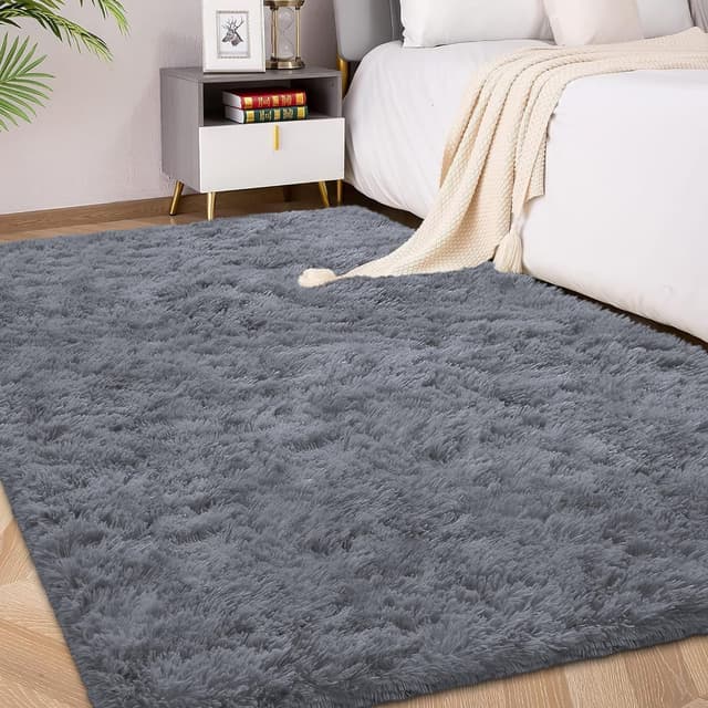 FVVRAX Flauschiger Hochflor Teppich 120x180 cm Grau | Extra weicher Shaggy Teppich rutschfest für Wohnzimmer Schlafzimmer | Kuscheliger Bodenteppich für Kinder Haustiere 120 x 180 cm Grau