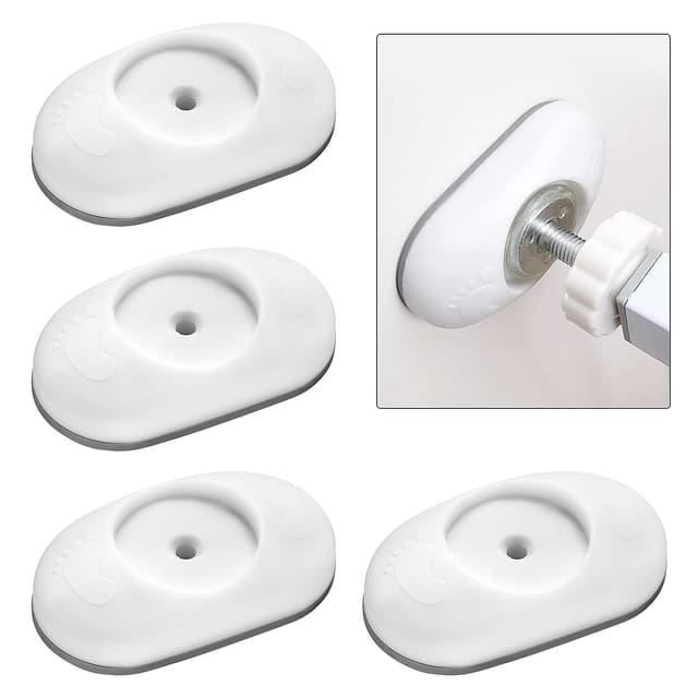HonGien 4 Stück Wandschutz für Türgitter Baby Treppengitter Wandschutzpads Wand Saver für Sicherheit von Babys und Haustieren (Keine Schrauben erforderlich) (weiß, Oval) Weiß Oval