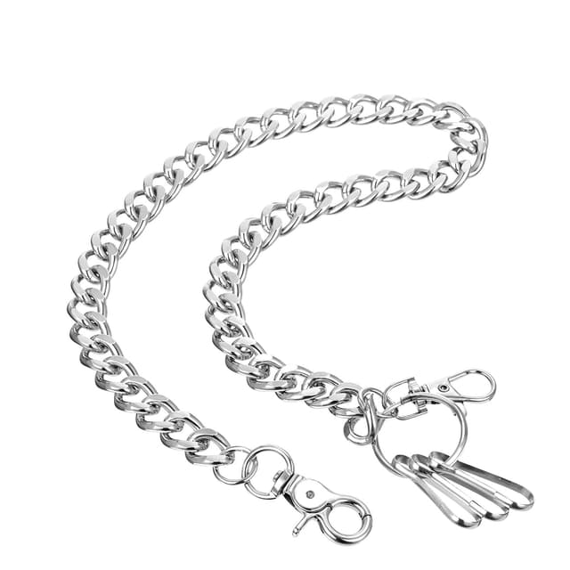 Tyqour Hip Hop Hosenkette Silber 57cm Punk Hose Kette Edelstahl Wallet Chain,Metall Schlüsselanhänger Kette,Gothic Jeanskette Geldbörsenkett für Jeans Brieftaschen DIY Tascheherstellung Herren