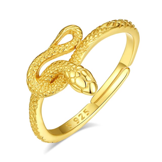 INFUSEU Offener Größenring, Verstellbar 925 Sterling Silber Modell 7-8 Zweiköpfige Schlange/gelada/umarmung/wolverine/orang-utan/drache/pentagramm Ring Geschenk für Sie