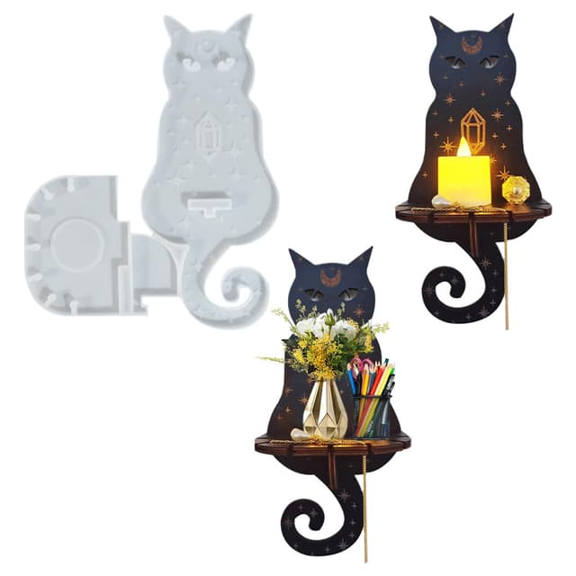 DIYBravo Epoxidharz Form Katze Behälter Kerzenhalter Anzeige, Epoxid Resin form Silikon Halter Kult Gießform Aufbewahrung Silikonform Ornament Wandbehang für Türhänger