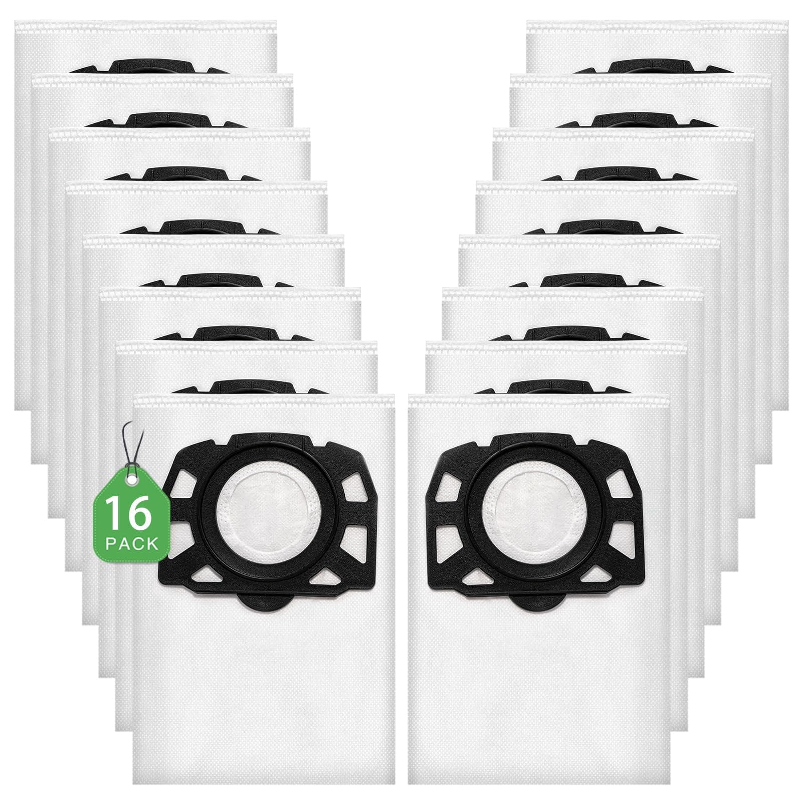 16 Stück KFI 357 Staubsaugerbeutel für Kärcher WD2Plus/WD3/KWD1 /KWD2/KWD3/MV3/WD3.200-WD3.800M/SE4001/SE4002 Staubsauger,Ersetzt 2.863-314.0,für Nass-/Trockensauger mit Kunststoffdeckscheibe
