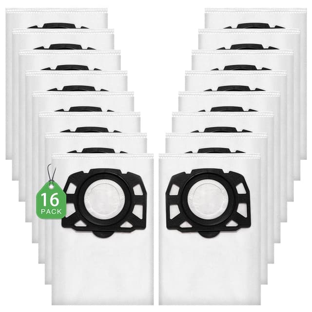 16 Stück KFI 357 Staubsaugerbeutel für Kärcher WD2Plus/WD3/KWD1 /KWD2/KWD3/MV3/WD3.200-WD3.800M/SE4001/SE4002 Staubsauger,Ersetzt 2.863-314.0,für Nass-/Trockensauger mit Kunststoffdeckscheibe