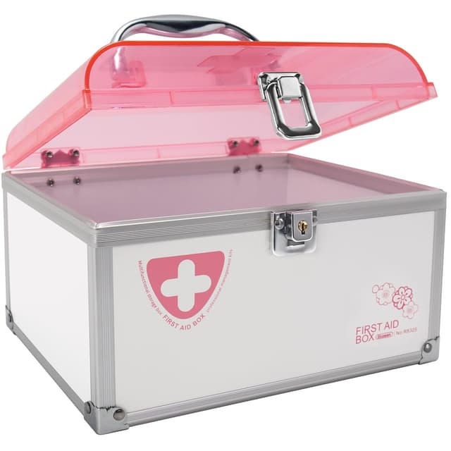 Glosen Medizinisches Schließfach mit Schlüssel, Verschließbare Box für Medikamente und persönliche Gegenstände 8,46 * 5,87 * 5,51 Zoll (Rosa) 8.5*5.8*5.5 Inch Rosa