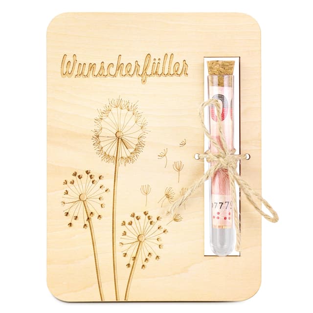 TAKULA Wunscherfüller Pusteblume-Wunscherfüller Geldgeschenke,Verpackung für Geldgeschenke,Geld Geschenkverpackung Mit Reagenzgläsern und Bindfaden
