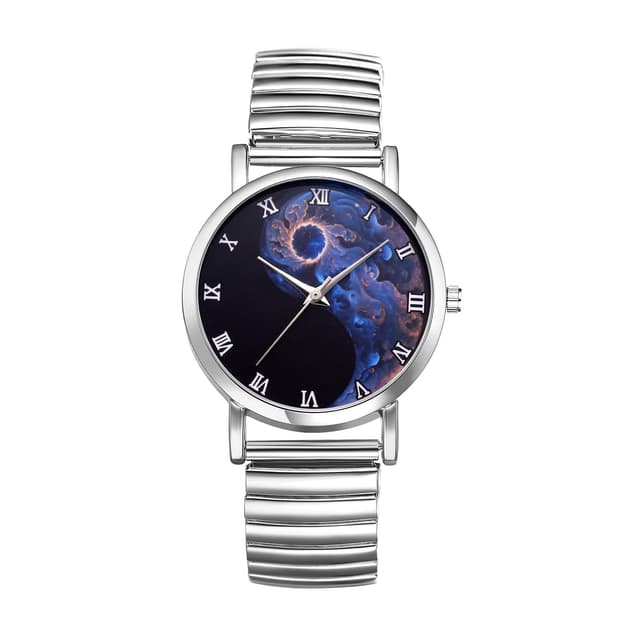 Avaner Uhren Herren Damen Armbanduhr: Paaruhr mit elastischem Armband Elegante Damenuhr Herrenuhr mit römischen Zahlen 1ATM Wasserdicht perfekt für Valentinstag Jahrestag als Romantisches Geschenk Typ1-tai Chi-silber(weiblich)