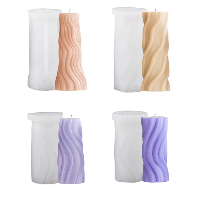 Syunyin 4 Stück Kerzen Formen Silikon, Kerzen Gießform Spiral Silikon Kerzenformen, Kerzenformen zum Gießen Kerzen Set Selber Machen Formen für DIY Handwerk, Zylindrische Kerzengießformen