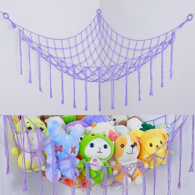BeBeJoJo Kuscheltier Aufbewahrung Stofftier Netz Spielzeug Hängematte Plüschtier Organizer Purple