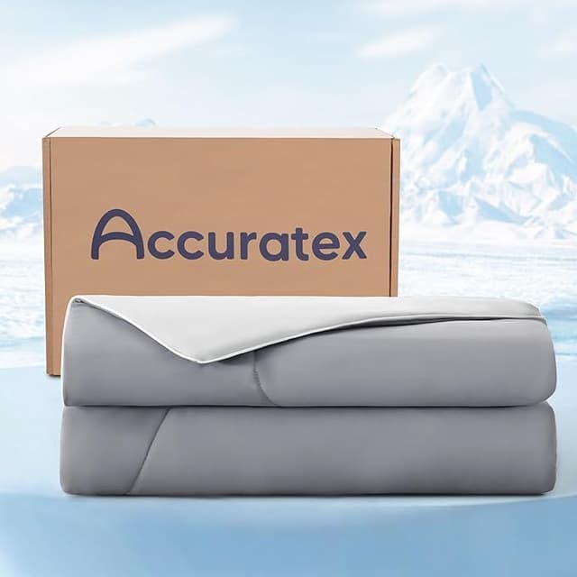 ACCURATEX Kühldecke 140×200 cm, Sommerdecke mit Q-Max > 0.45 Arc-Chill Kühlfaser, Leichtgewicht & Atmungsaktiv für Heiße Schläfer, Nachtschweiß und Klimaregulierung, Kühlende Decke für Sommer, Grau Grau 140×200 cm