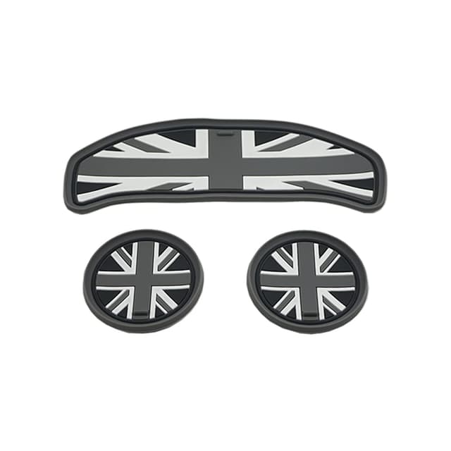 Mini F54 Auto Cup Untersetzer, Satz von 3 Anti-Rutsch Untersetzer Aufbewahrungsbox Silikon Stoßfeste Matte für Mini Cooper F54 Clubman Cup Halter Auto Zubehör (Gray Jack)