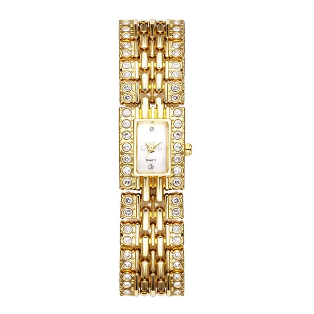 Avaner Uhren Damen Rechteckige Armbanduhr: Glänzende Zifferblätter Großes Zifferblatt Diamant Uhr mit Breites Armband Analoger Quarz Uhr Verstellbare Schnalle Damenuhr als Geschenk Typ2-gold