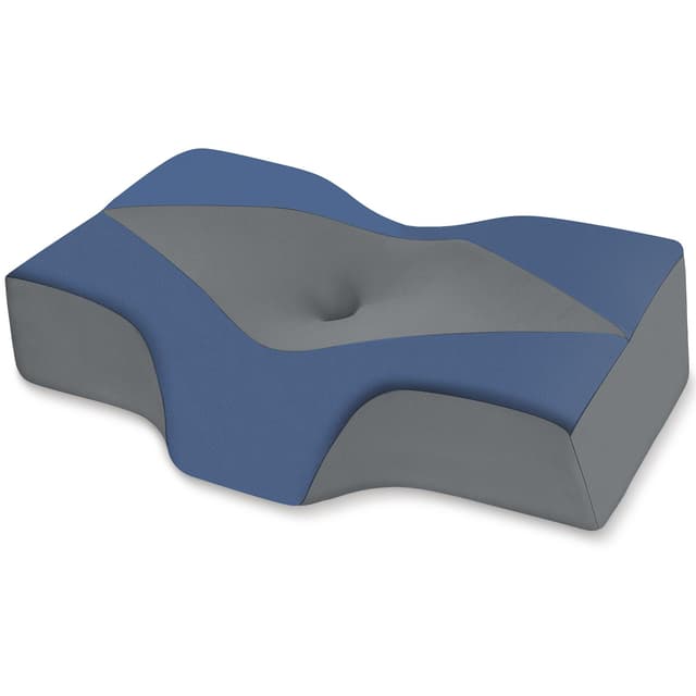 Hypuno Orthopädisches Memory Foam Kopfkissen Nackenstützkissen gegen Nacken-& Schulterschmerzen mit 2 Höhen & Waschbarem Bezug, Blau–Ergonomisches Schlaf- & Komfortkissen für Seiten-& Rückenschläfer Blau & Grau