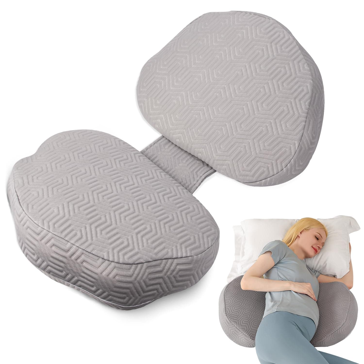 Chilling Home Schwangerschaftskissen zum Schlafen, Memory Foam Schwangerschaftskissen für Bauch, Rücken, Verstellbares und Tragbares Körperkissen für Seitenschläfer (Luftschichtbezug)