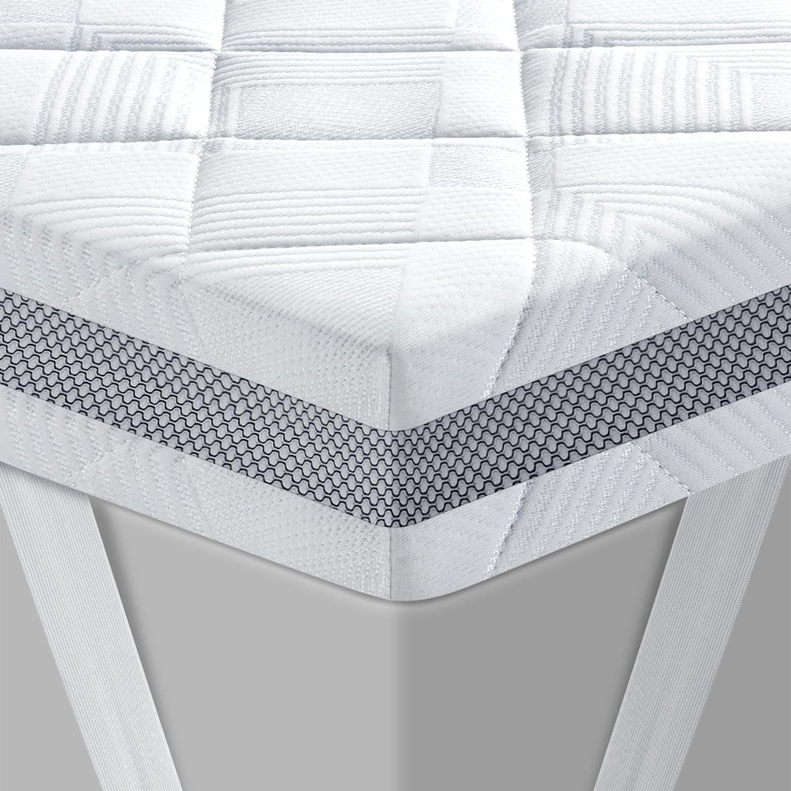 BedStory Gel Topper 100x200cm H3/H4 aus 10cm Höhe Kaltschaumkern, atmungsaktive 3D-Netz Bezug, Bequeme Matratzentopper für Boxspringbett und unbequemem Betten Schlafsofa