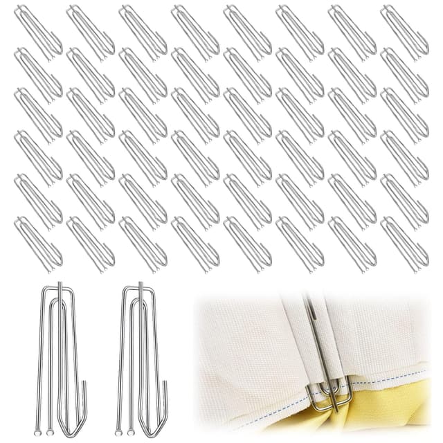 YALiya 50 Stück Gardinenhaken Metall, Vorhang Haken für Schienen Vorhänge Haken mit 4 Zinken, Curtain Pleater Hooks, Gardinenhaken für Schienen