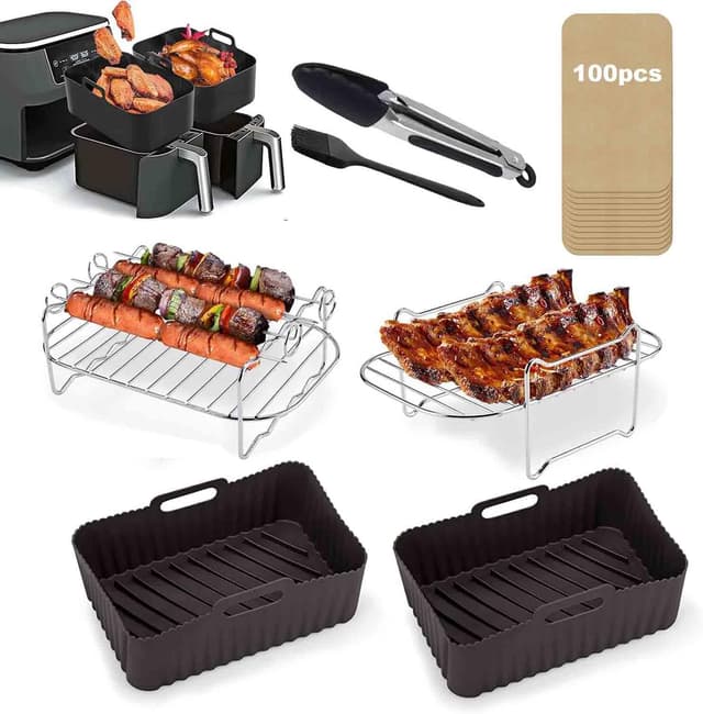 Heißluftfritteusen Zubehör,110pcs Airfryer Zubehör für Ninja Foodi Max Dual Zone Heißluftfritteuse AF400EU AF300EU