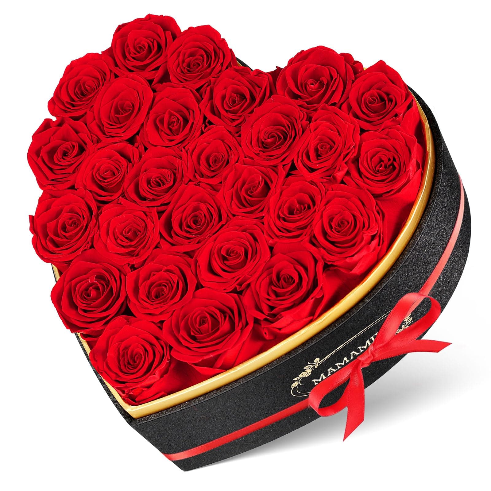 27 Ewige Rosen in Herzform Box - Infinity Rote Rose, Konservierte Echt Blume Rose Geschenk, Valentinstag Jahrestag Geburtstag Geschenk für Sie Frauen Mama Freundin Muttertagsgeschenk 27 Rosen 27-rot