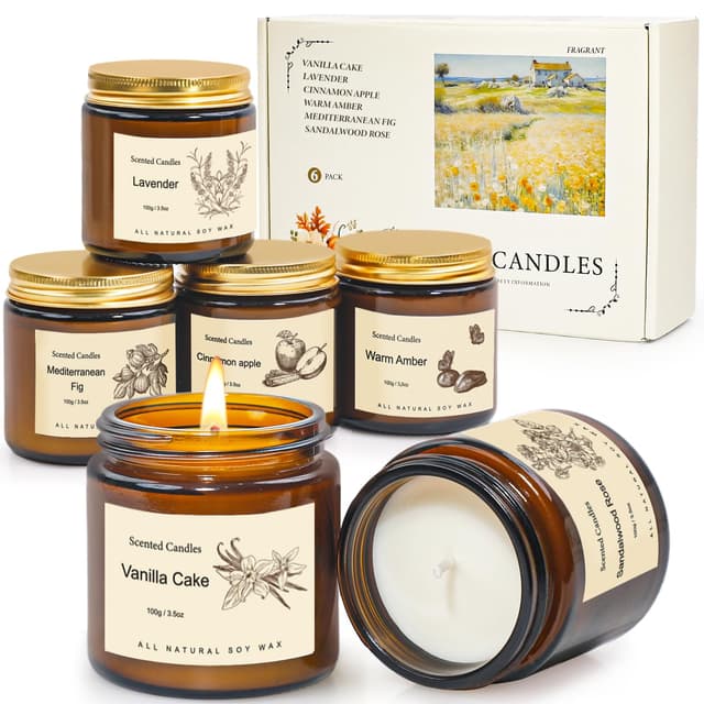 Duftkerze Geschenk für Frauen,6er-Set Duftkerzen im Glas,Kerzen Geschenkset Danke für Frau/Mutter/Freundin,Soja Aromatherapie Kerzen Deko für Neues Zuhause 6 Kerze